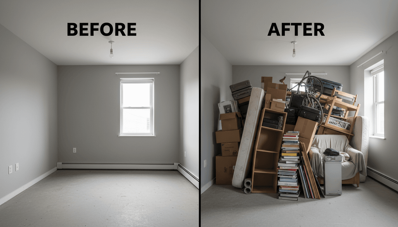 Before and after transformation of fully cleared property