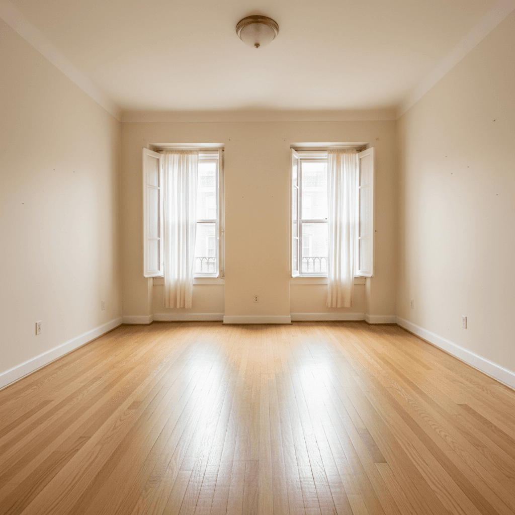 Master bedroom after full clearance with empty space and fresh clean walls