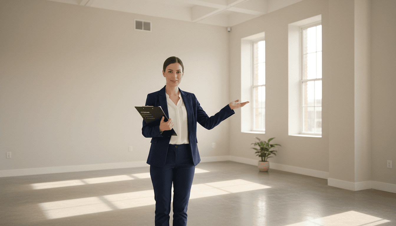 Property manager reviewing cleared and ready vacant property