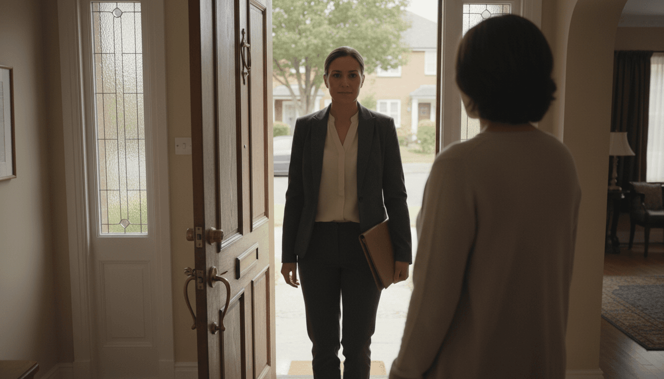 Professional estate clearance team entering property with discretion and respect