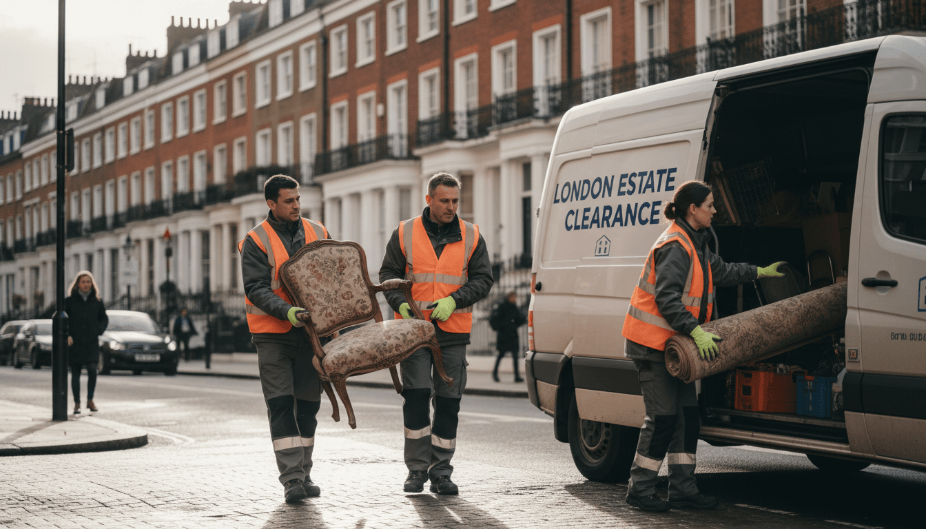 Same-day estate clearance team loading furniture into van